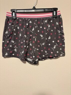 U.S. Polo Assn. Black Star & Pony Print Lounge Shorts with Pink Stripe Waistband